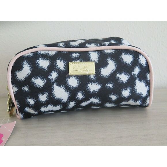 LUV BETSEY JOHNSON LBREESE Black White Leopard Cosmetic Make Up Case - Picture 6 of 9